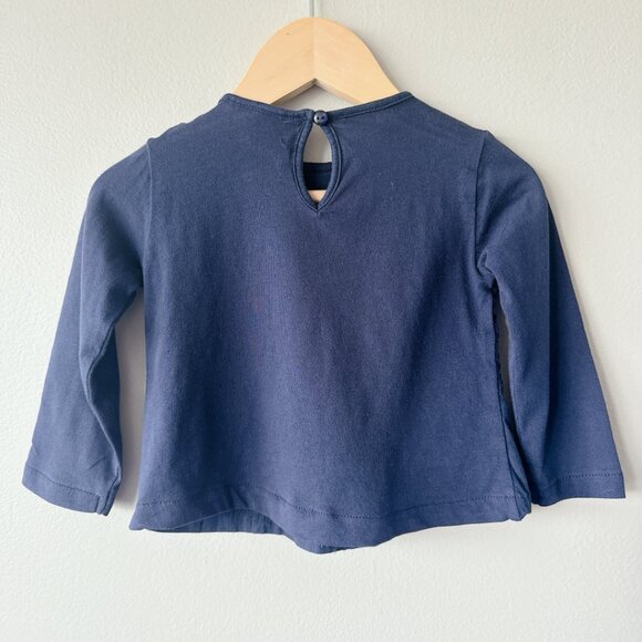 Zara blue long sleeve shirt with bow detail 6-9m - Picture 2 of 12